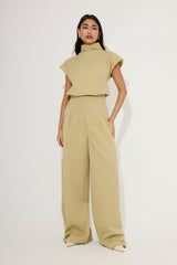 Cotton Mix High Neck Top