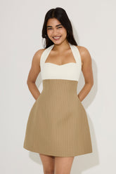 Cotton Mix Pinstripe Mini Dress