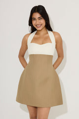 Cotton Mix Pinstripe Mini Dress
