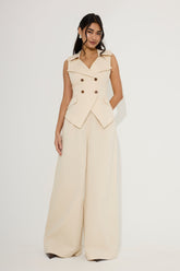 Cotton Mix Wide Leg Trousers