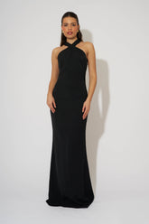 Cross Halter Neck Maxi Dress
