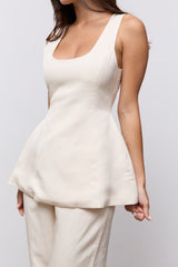 Linen Mix Volume Top