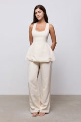 Linen Mix Tie Waist Trousers