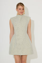 Tweed Button Detail Mini Dress