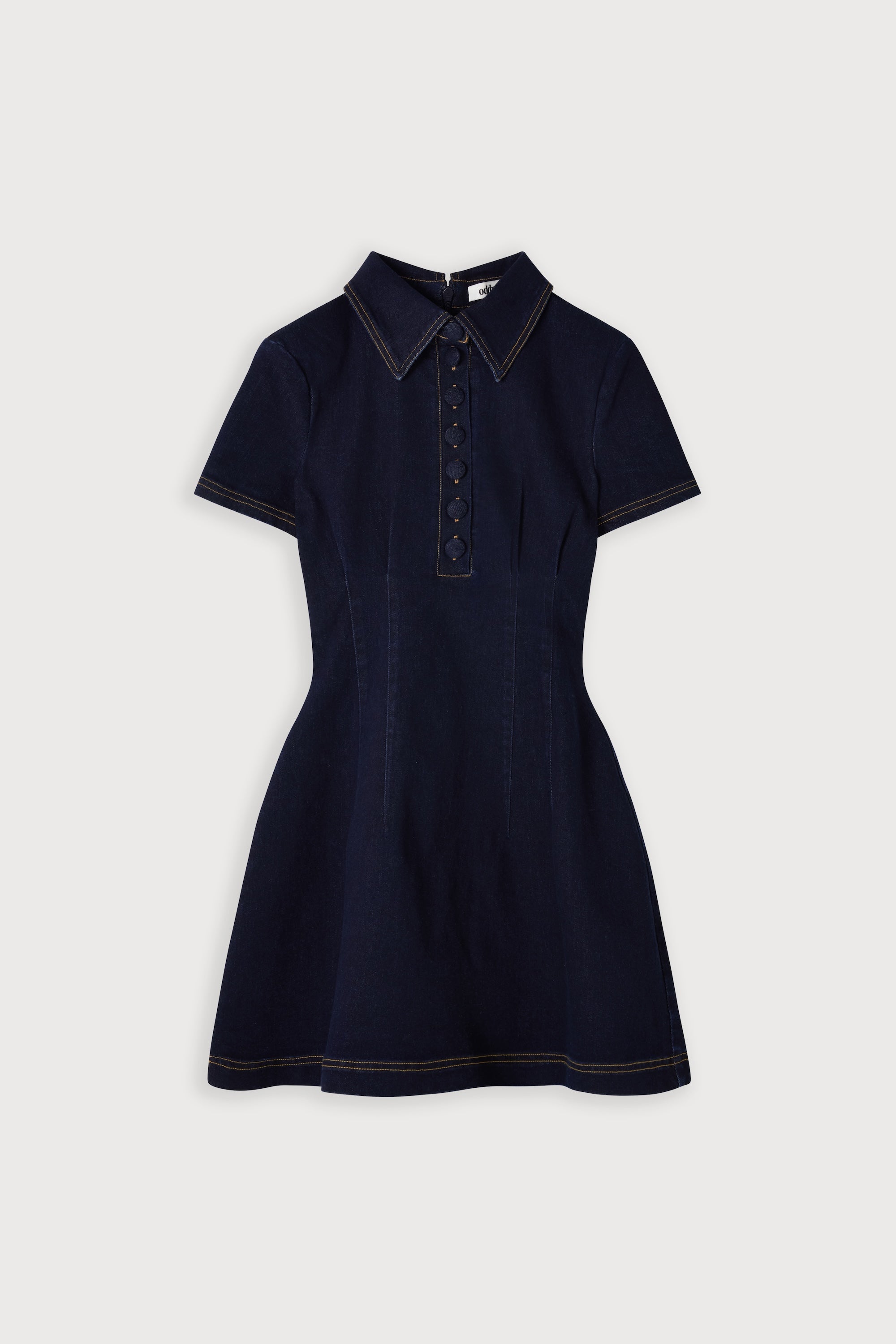 Cotton Mix Denim Collared Mini Dress