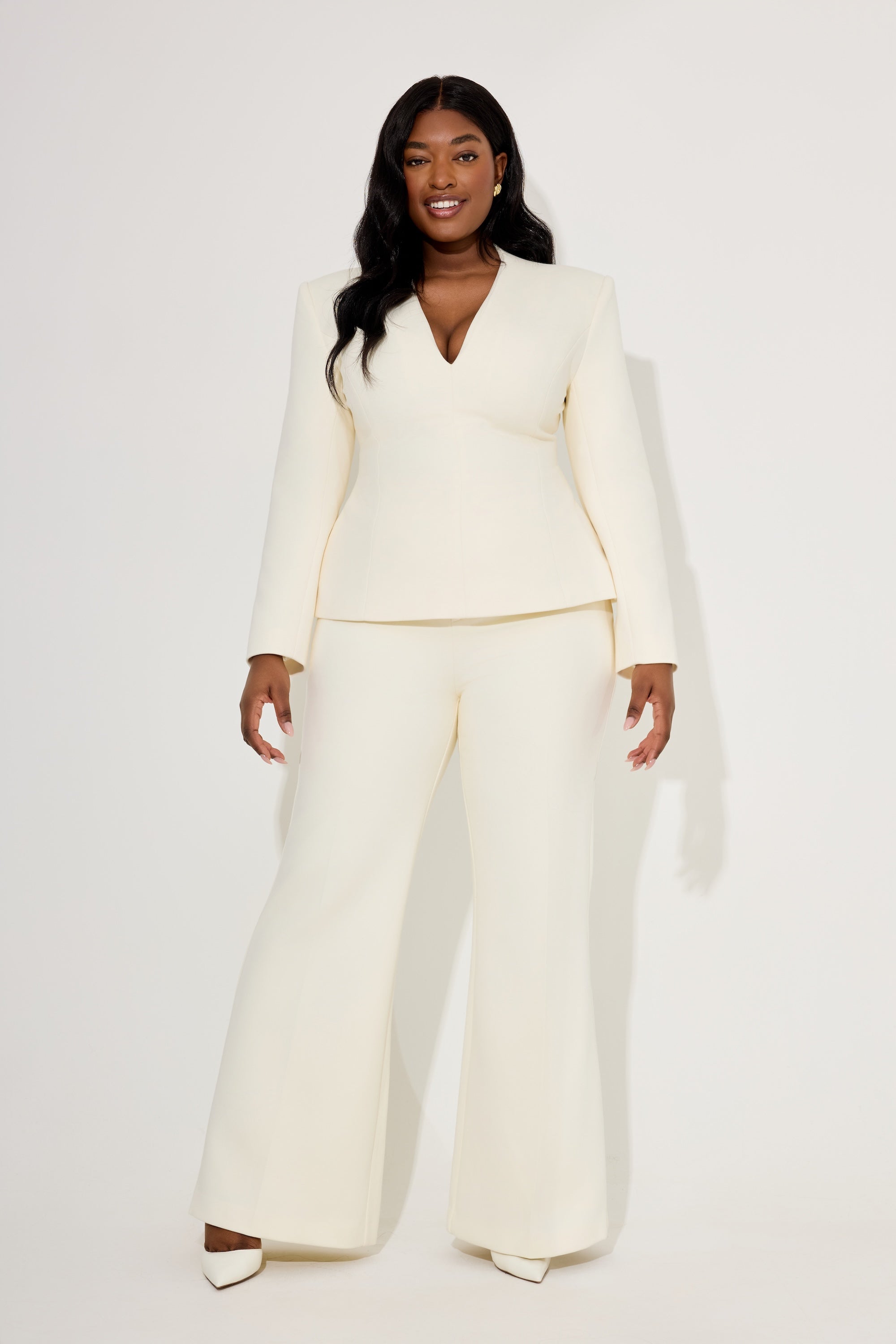 Cotton Mix Structured Trousers