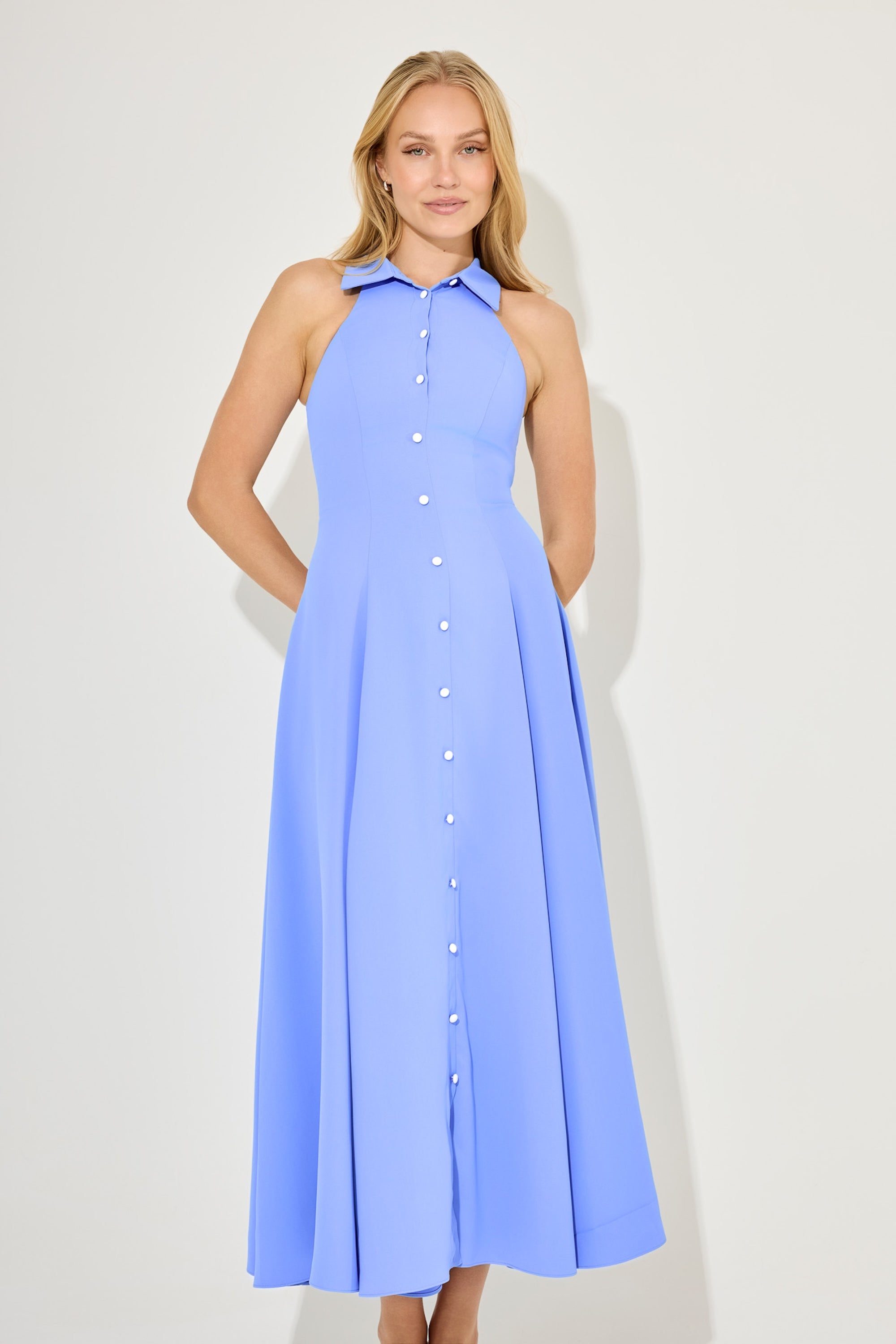 Flowy Collar Maxi Dress