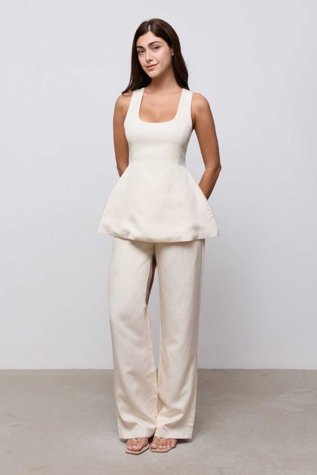 Linen Mix Volume Top