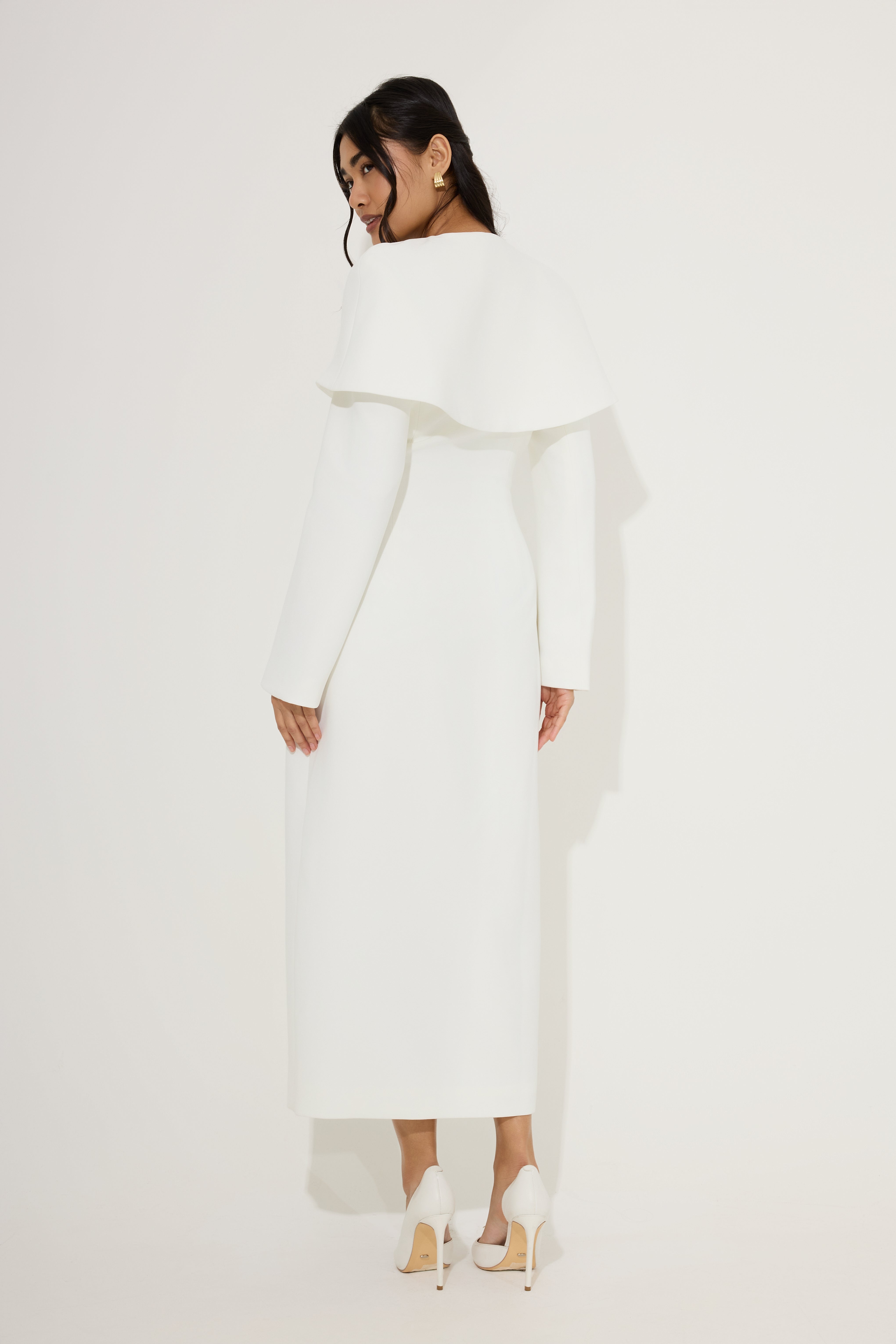Statement Collar Midi Dress