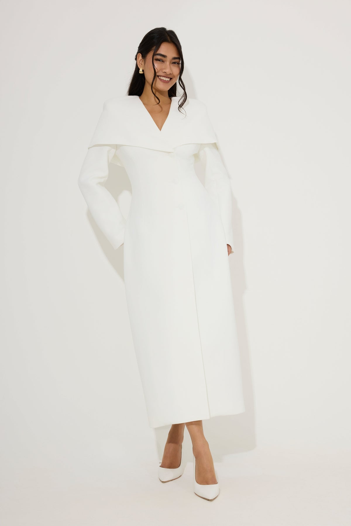 Statement Collar Midi Dress